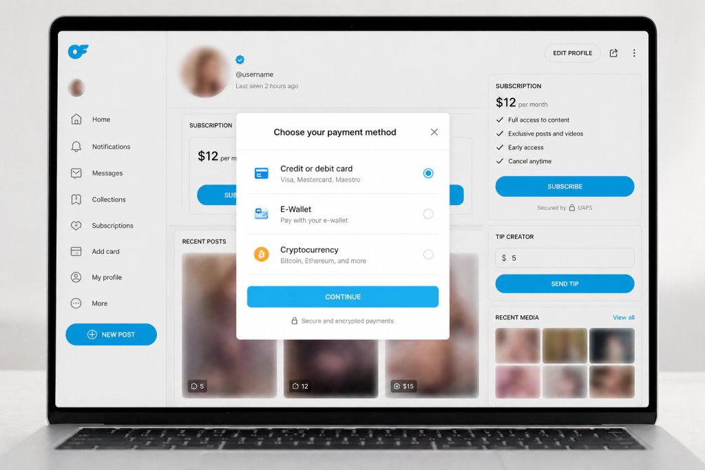 adult website interface